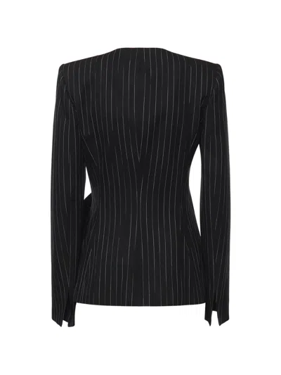 Genny Pinstripe-pattern Knotted Jacket In Black