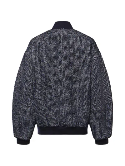 Genny Herringbone-pattern Bomber Jacket In Blue