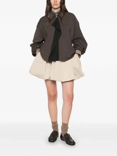 Loewe Viscose Blend Jacket Contrast Panel Pockets In Brown