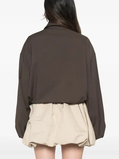 Loewe Viscose Blend Jacket Contrast Panel Pockets In Brown