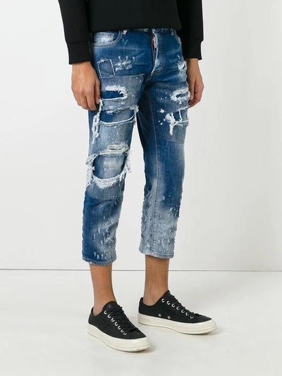 Shop Dsquared2 Tomboy Patchwork Distressed Jeans - Blue