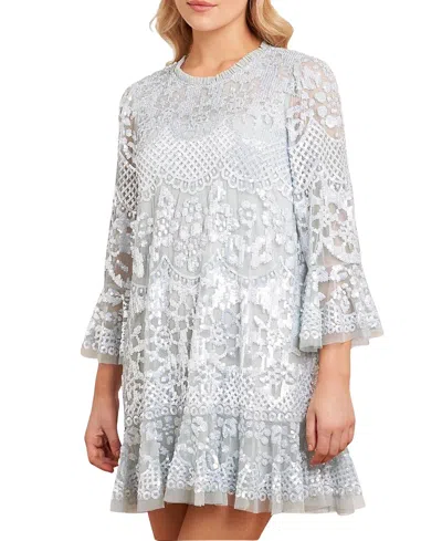 Needle & Thread Snowdrop Mini Dress In Gray
