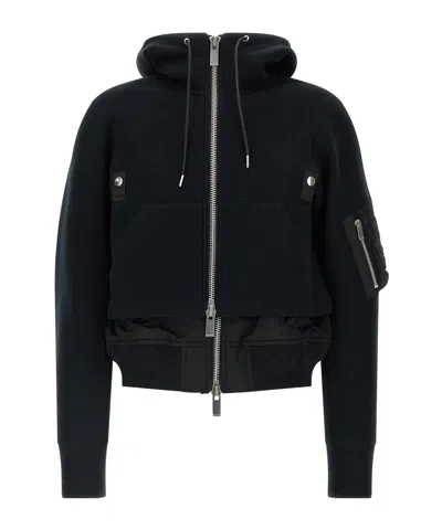 Sacai Sponge Double-layer Bomber Jacket In Black