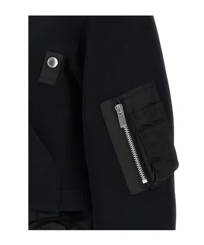 Sacai Sponge Double-layer Bomber Jacket In Black