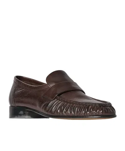 The Row Leather Loafers Block Heel Fringed Design In Brown