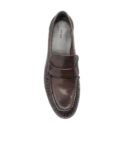 The Row Leather Loafers Block Heel Fringed Design In Brown