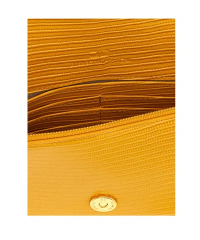 Elisabetta Franchi Lizard Pattern Clutch Bag Removable Strap In Gold