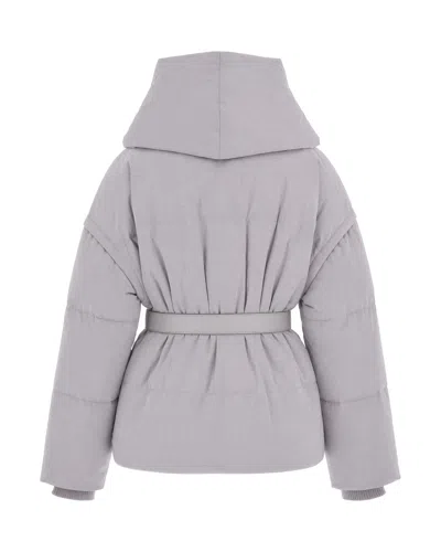 Patrizia Pepe Short Padded Jacket With Wide Shawl Collar In Gray