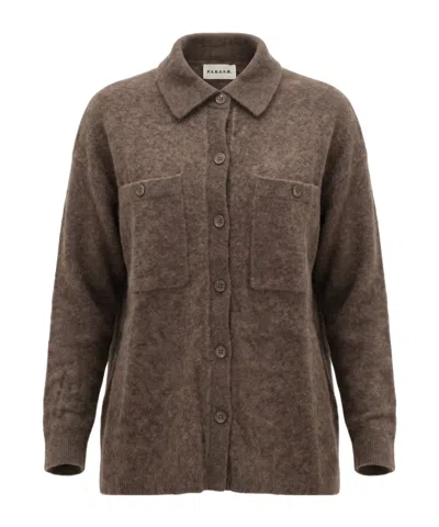 P.a.r.o.s.h Brushed Button-up Cardigan In Brown