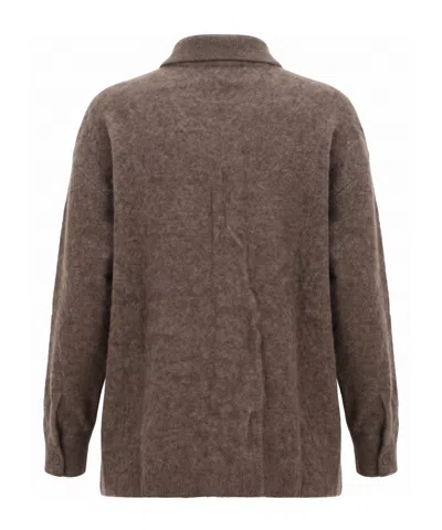 P.a.r.o.s.h Brushed Button-up Cardigan In Brown
