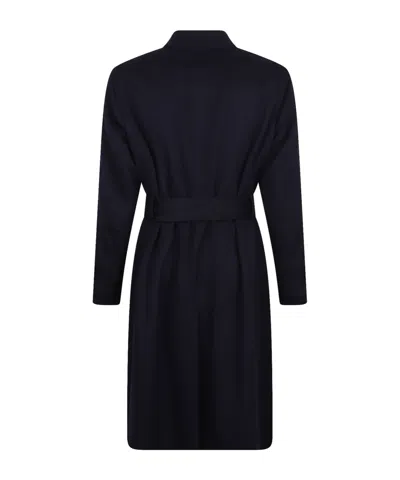 Lardini Belted Button-front Coat In Blue