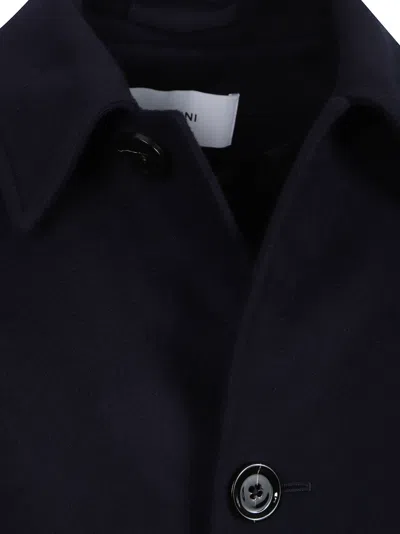 Lardini Belted Button-front Coat In Blue