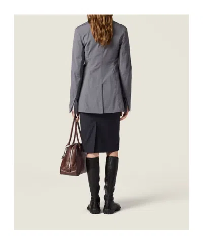 Miu Miu Washed Stretch Poplin Jacket In Gray