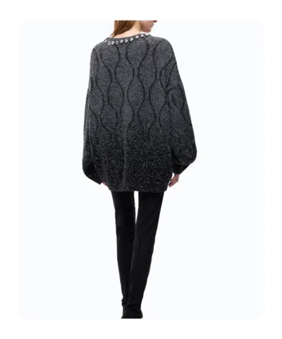 Pinko Crystal-embellished Sequin-pattern Sweater In Gray