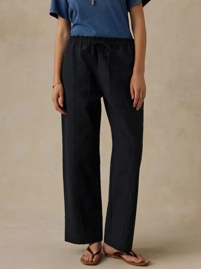 Faherty Cotton Twill Drawstring Pants In Black