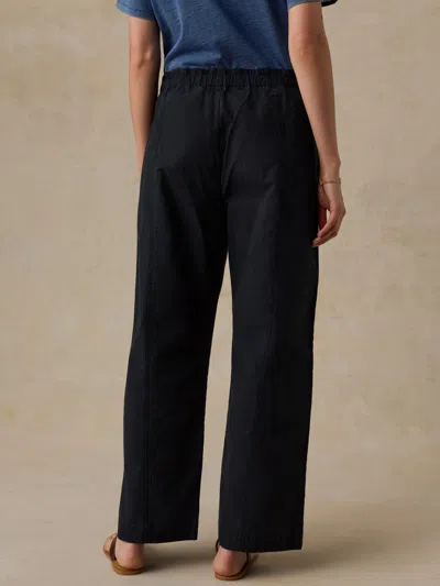 Faherty Cotton Twill Drawstring Pants In Black