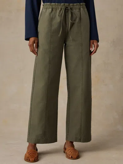 Faherty Cotton Twill Drawstring Pants In Olive