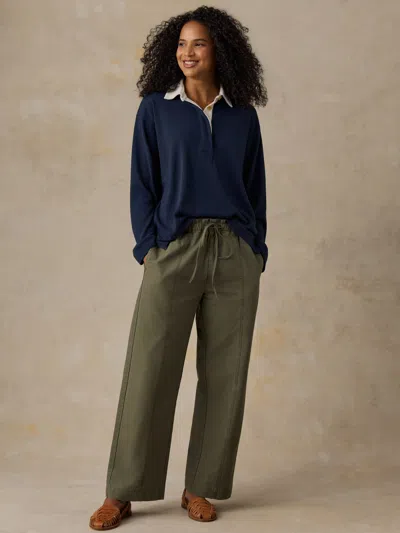 Faherty Cotton Twill Drawstring Pants In Olive