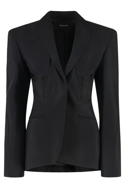 Mugler Single-breasted One-button Jacket In Black