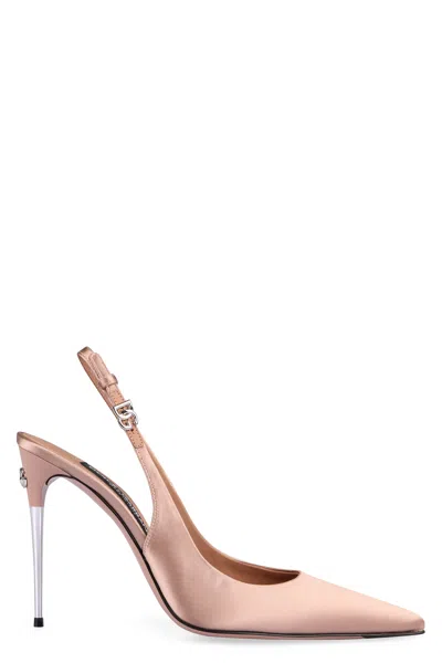Dolce & Gabbana Satin Metallic-stiletto Slingback Pumps In Multi