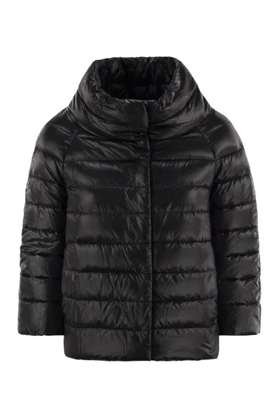 Herno Mini Cape With Jewelled Sleeves In Black