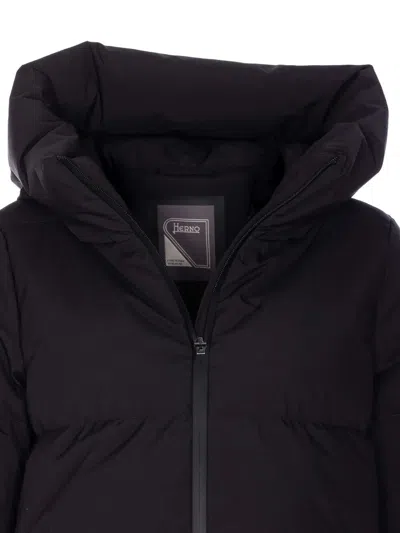 Herno Quilted Polyester Microfiber Jacket With Zip In Blue