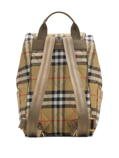 Burberry Horseshoe Checked-pattern Backpack In Brown