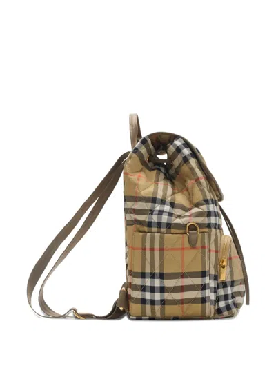 Burberry Horseshoe Checked-pattern Backpack In Brown