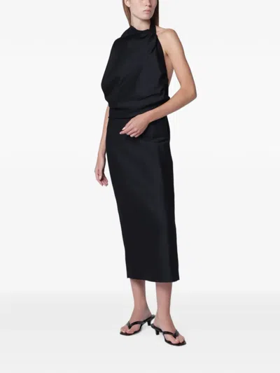 Rohe One Drape Shoulder Open Back Dress In Blue