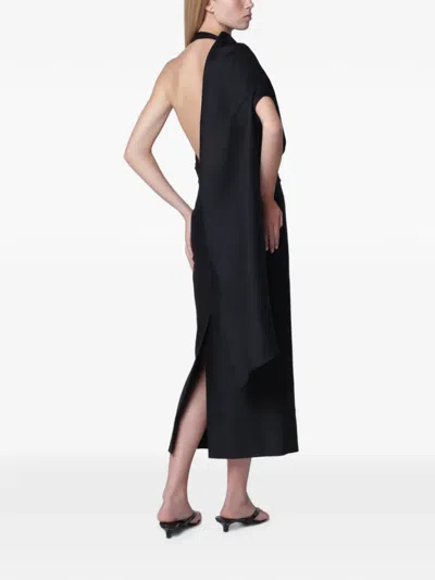 Rohe One Drape Shoulder Open Back Dress In Blue