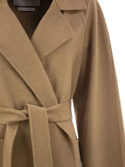 Max Mara Long Camel Robe Coat In Brown