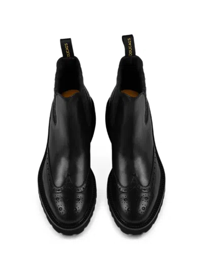 Doucal's Brogue-detail Ankle Boots In Black