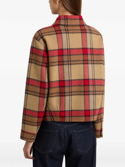 Woolrich Check-pattern Zip-up Jacket In Nude