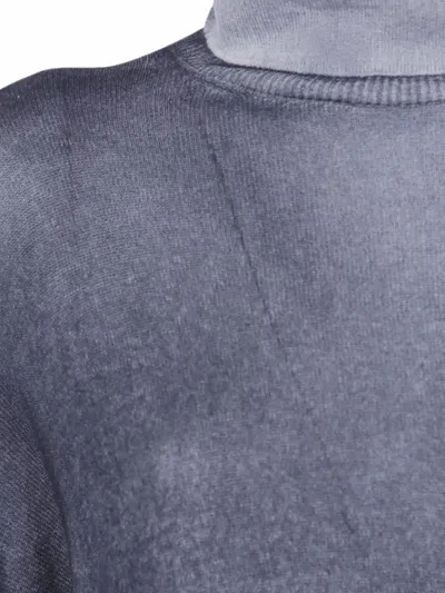 Avant Toi Gradient Effect High Neck Oversize Pullover With Slits In Blue