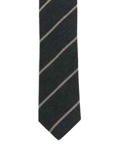 Eleventy Diagonal-stripe Tie In Black