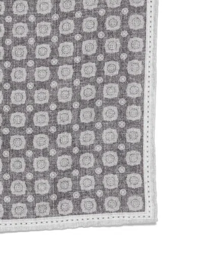 Eleventy Geometric-pattern Pocket Square In Gray