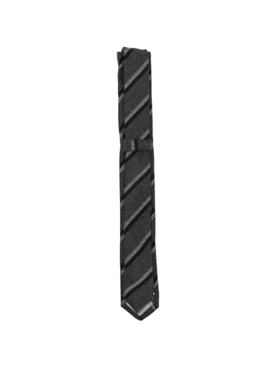 Eleventy Diagonal-stripe Wool Tie In Gray