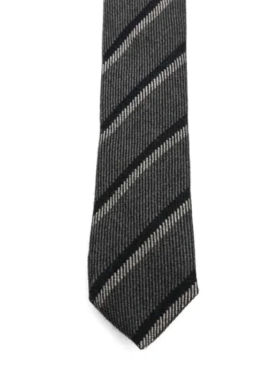 Eleventy Diagonal-stripe Wool Tie In Gray