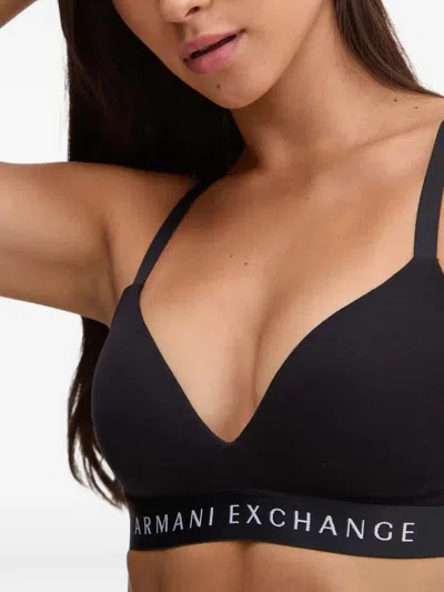 Armani Exchange Logo-tape Triangle Bra In Multi