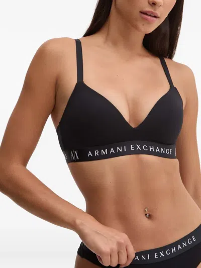Armani Exchange Logo-tape Triangle Bra In Multi