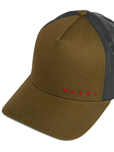 Marni Logo-embroidered Panelled Cap In Multi