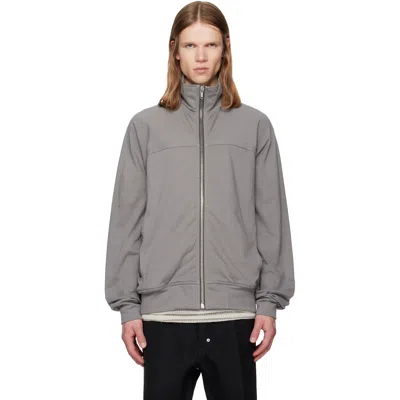 Rick Owens Grey Zip Up Solid Sweatshirt In Gray