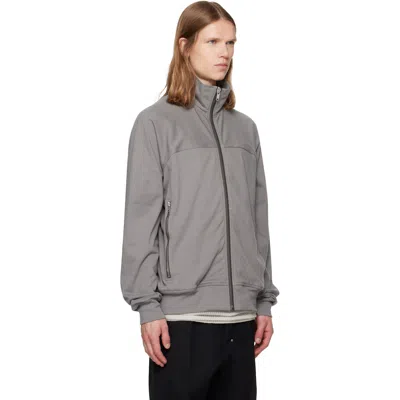 Rick Owens Grey Zip Up Solid Sweatshirt In Gray