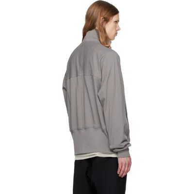Rick Owens Grey Zip Up Solid Sweatshirt In Gray