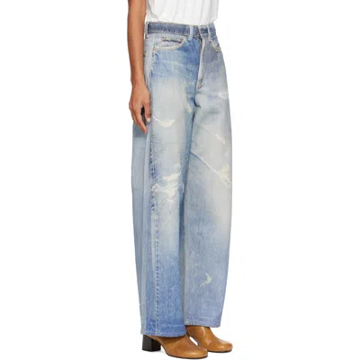 Our Legacy High Waist Boyfriend Jeans With Distressed Finish In Digital Denim Print