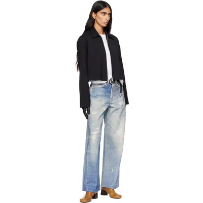 Our Legacy High Waist Boyfriend Jeans With Distressed Finish In Digital Denim Print