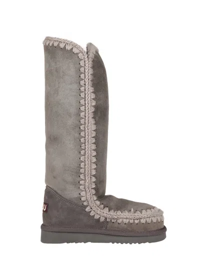 Mou Splicing Design Knee-length Boots In Gray