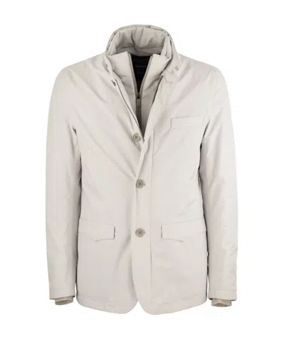 Herno High-neck Buttoned Padded Jacket In White