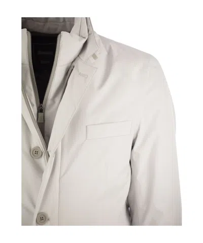Herno High-neck Buttoned Padded Jacket In White