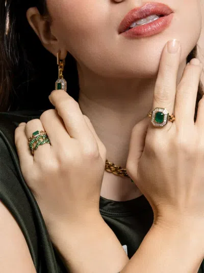 Shay Deco Emerald And Diamond Ring In Multi